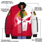chicago blackhawks skull outline red white bomber jacket best selling