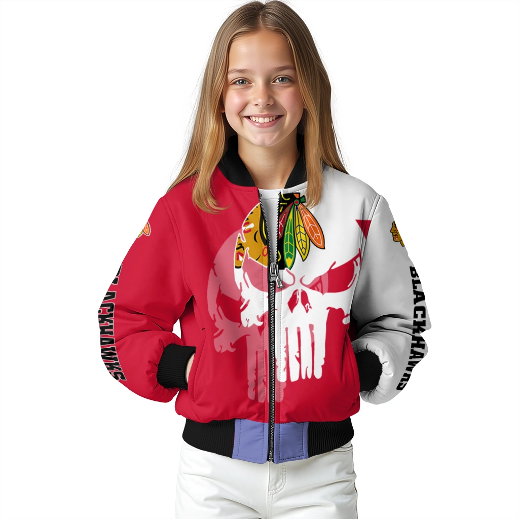 chicago blackhawks skull outline red white bomber jacket top rated chicago blackhawks skull outline red white bomber jacket top rated