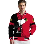 chicago blackhawks snoopy attitude red varsity jacket best selling