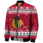 chicago blackhawks snowy pines red bomber jacket best selling