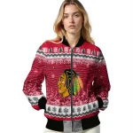 chicago blackhawks snowy pines red bomber jacket best selling