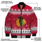 chicago blackhawks snowy pines red bomber jacket best selling