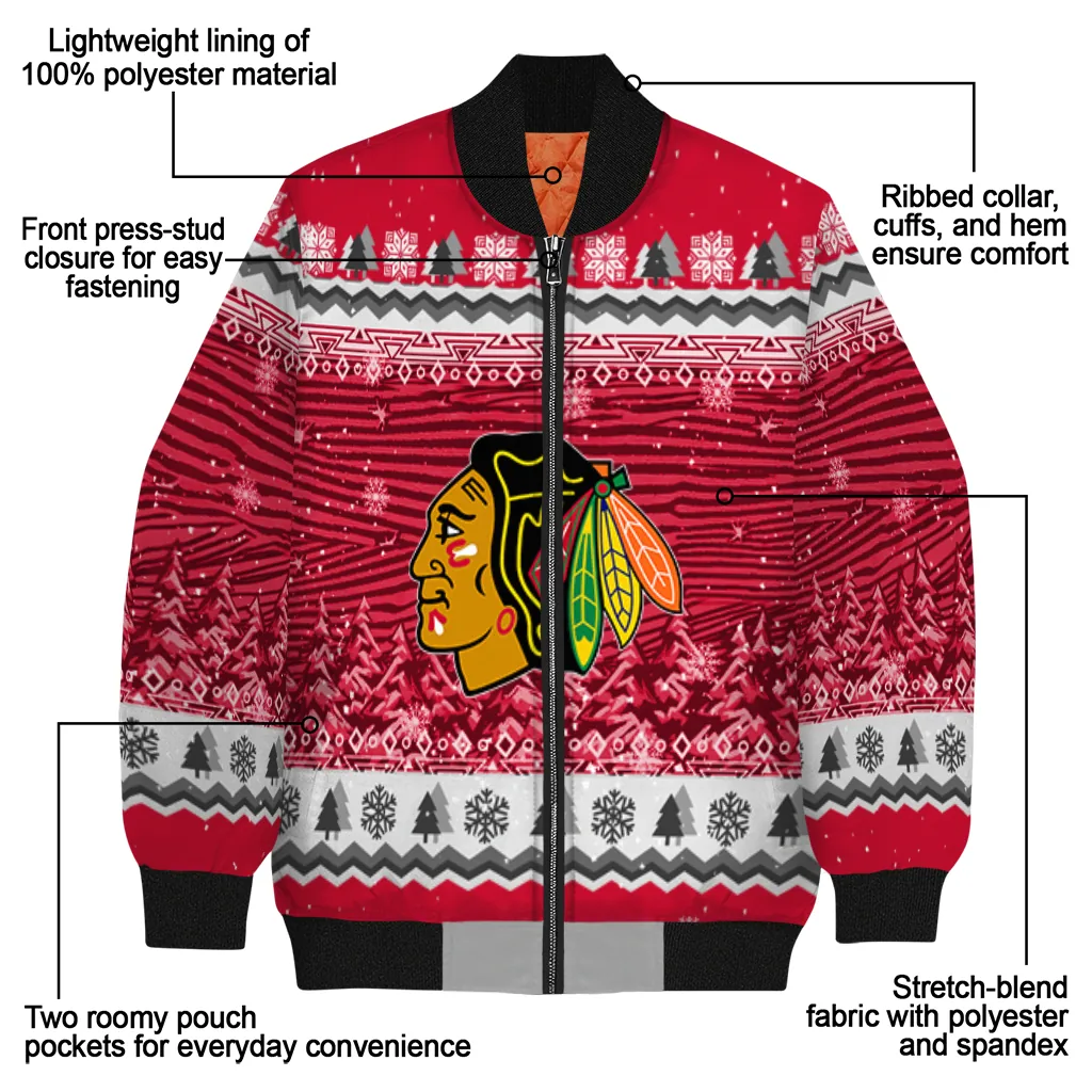 chicago blackhawks snowy pines red bomber jacket new arrival chicago blackhawks snowy pines red bomber jacket new arrival