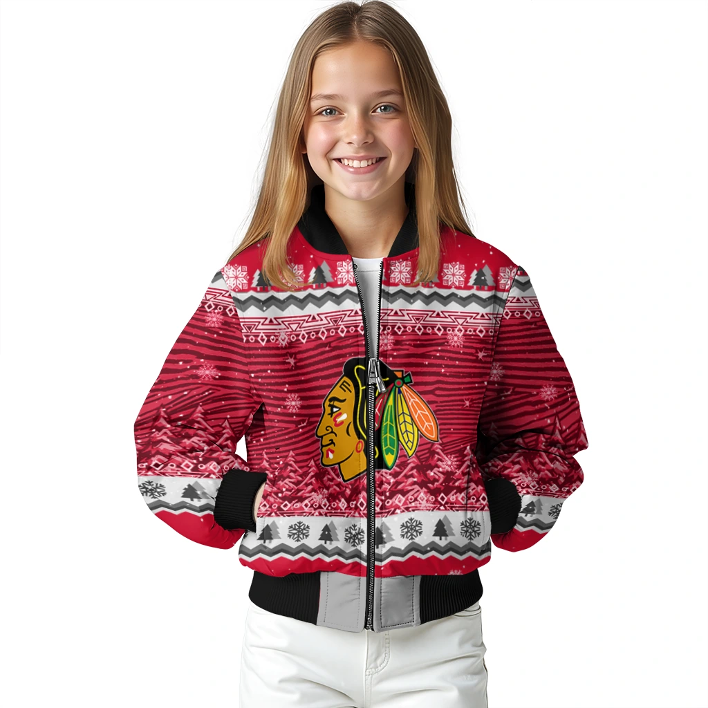 chicago blackhawks snowy pines red bomber jacket top rated chicago blackhawks snowy pines red bomber jacket top rated