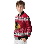chicago blackhawks snowy pines red bomber jacket best selling