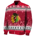 chicago blackhawks snowy pines red varsity jacket best selling