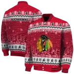 chicago blackhawks snowy pines red varsity jacket best selling