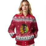 chicago blackhawks snowy pines red varsity jacket best selling