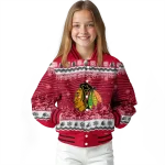 chicago blackhawks snowy pines red varsity jacket best selling