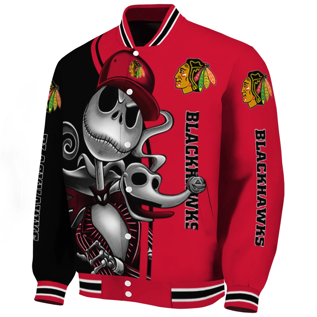 chicago blackhawks spooky grin red varsity jacket best selling chicago blackhawks spooky grin red varsity jacket best selling
