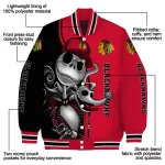 chicago blackhawks spooky grin red varsity jacket best selling