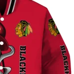 chicago blackhawks spooky grin red varsity jacket best selling