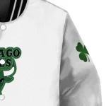 chicago bulls clover pattern print white green varsity jacket best selling