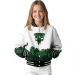 chicago bulls clover pattern print white green varsity jacket best selling