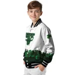 chicago bulls clover pattern print white green varsity jacket best selling