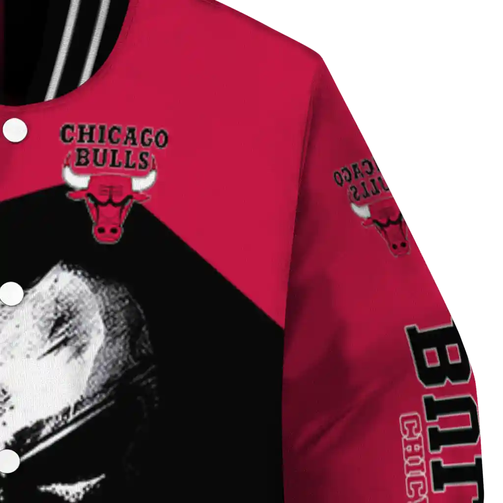 chicago bulls edgy mask red black varsity jacket premium grade chicago bulls edgy mask red black varsity jacket premium grade
