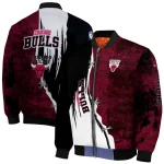 chicago bulls edgy scratch effect red black bomber jacket best selling