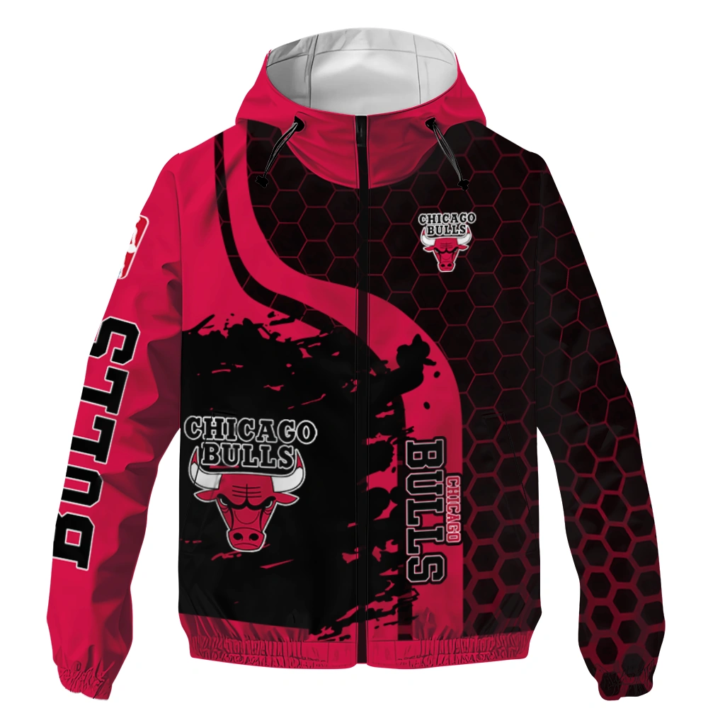 chicago bulls grid stripe red black windbreaker jacket best selling chicago bulls grid stripe red black windbreaker jacket best selling