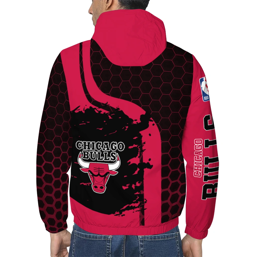 chicago bulls grid stripe red black windbreaker jacket trendy chicago bulls grid stripe red black windbreaker jacket trendy