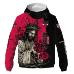 chicago bulls jesus roses red black windbreaker jacket best selling