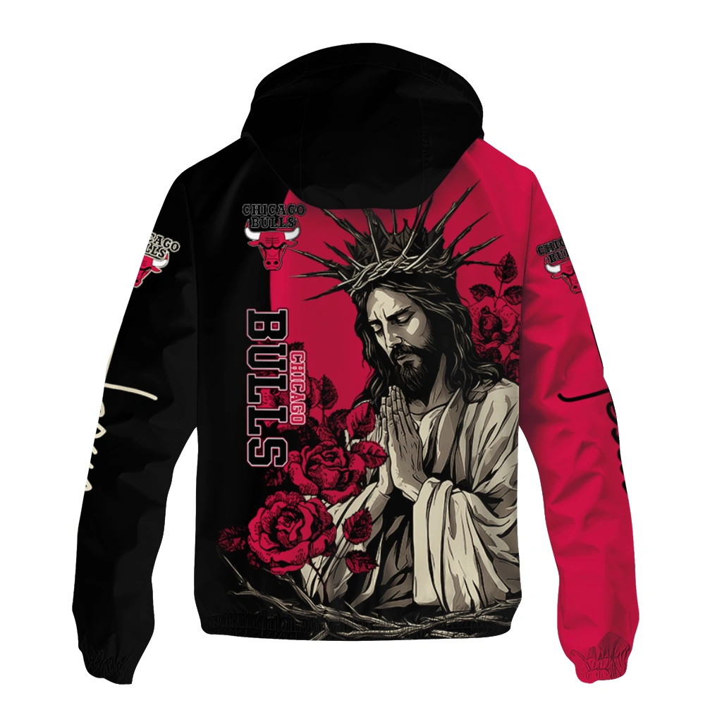 chicago bulls jesus roses red black windbreaker jacket fashion forward chicago bulls jesus roses red black windbreaker jacket fashion forward