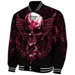 chicago bulls skull bite red black varsity jacket best selling