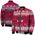 chicago bulls snowy pines red bomber jacket best selling