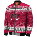 chicago bulls snowy pines red bomber jacket best selling