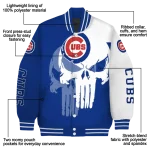 chicago cubs skull outline blue white varsity jacket best selling