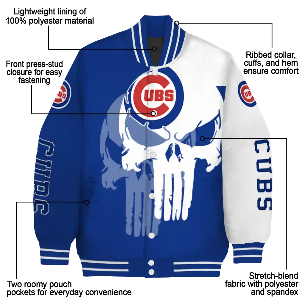 chicago cubs skull outline blue white varsity jacket new arrival chicago cubs skull outline blue white varsity jacket new arrival