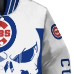 chicago cubs skull outline blue white varsity jacket best selling