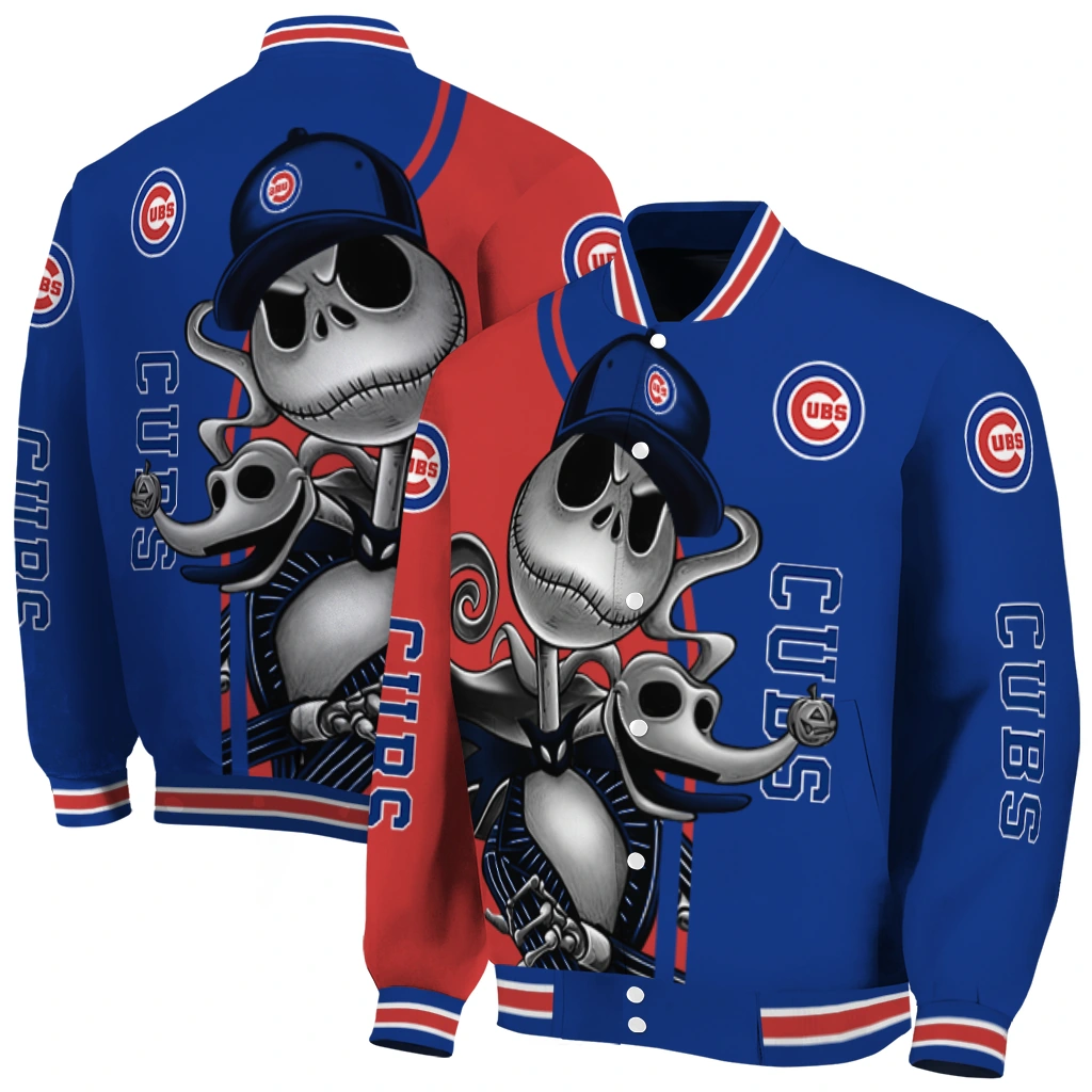 chicago cubs spooky grin blue varsity jacket fashion forward chicago cubs spooky grin blue varsity jacket fashion forward