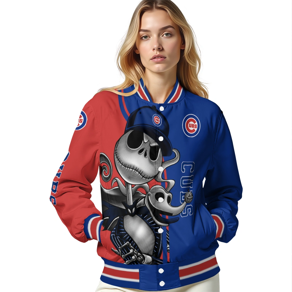 chicago cubs spooky grin blue varsity jacket latest model chicago cubs spooky grin blue varsity jacket latest model
