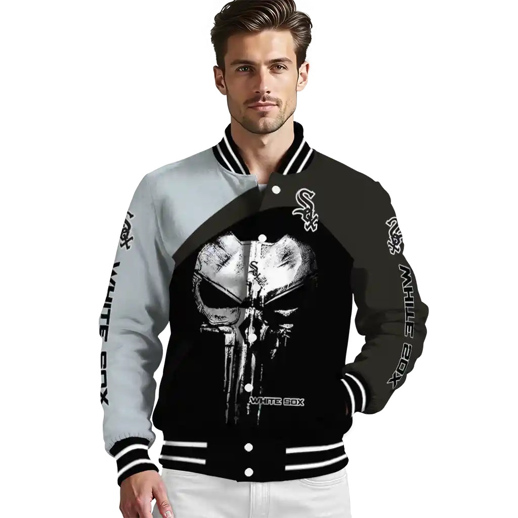 chicago white sox edgy mask black varsity jacket high quality chicago white sox edgy mask black varsity jacket high quality