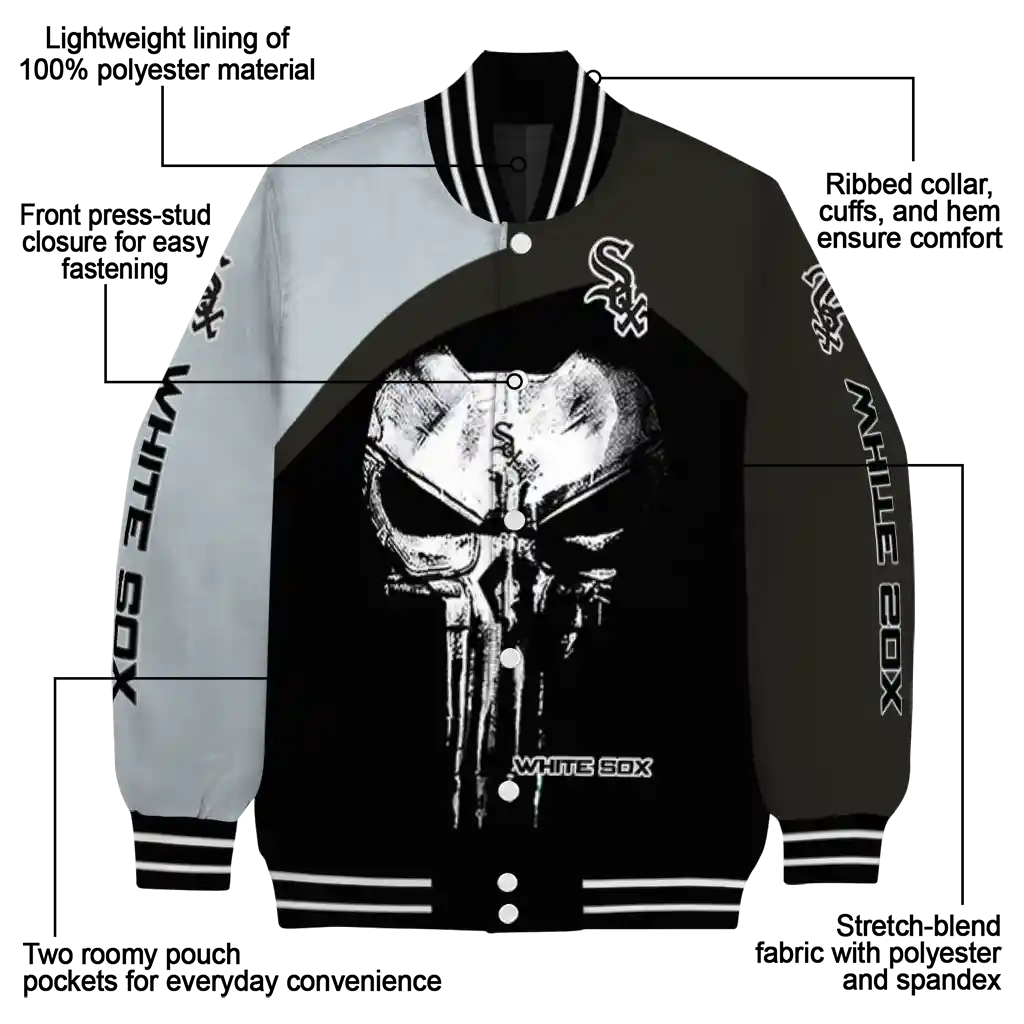 chicago white sox edgy mask black varsity jacket new arrival chicago white sox edgy mask black varsity jacket new arrival