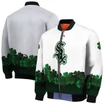 chicago white sox four leaf icon white green bomber jacket best selling