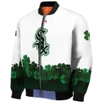 chicago white sox four leaf icon white green bomber jacket best selling