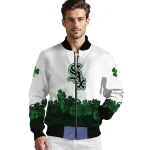 chicago white sox four leaf icon white green bomber jacket best selling