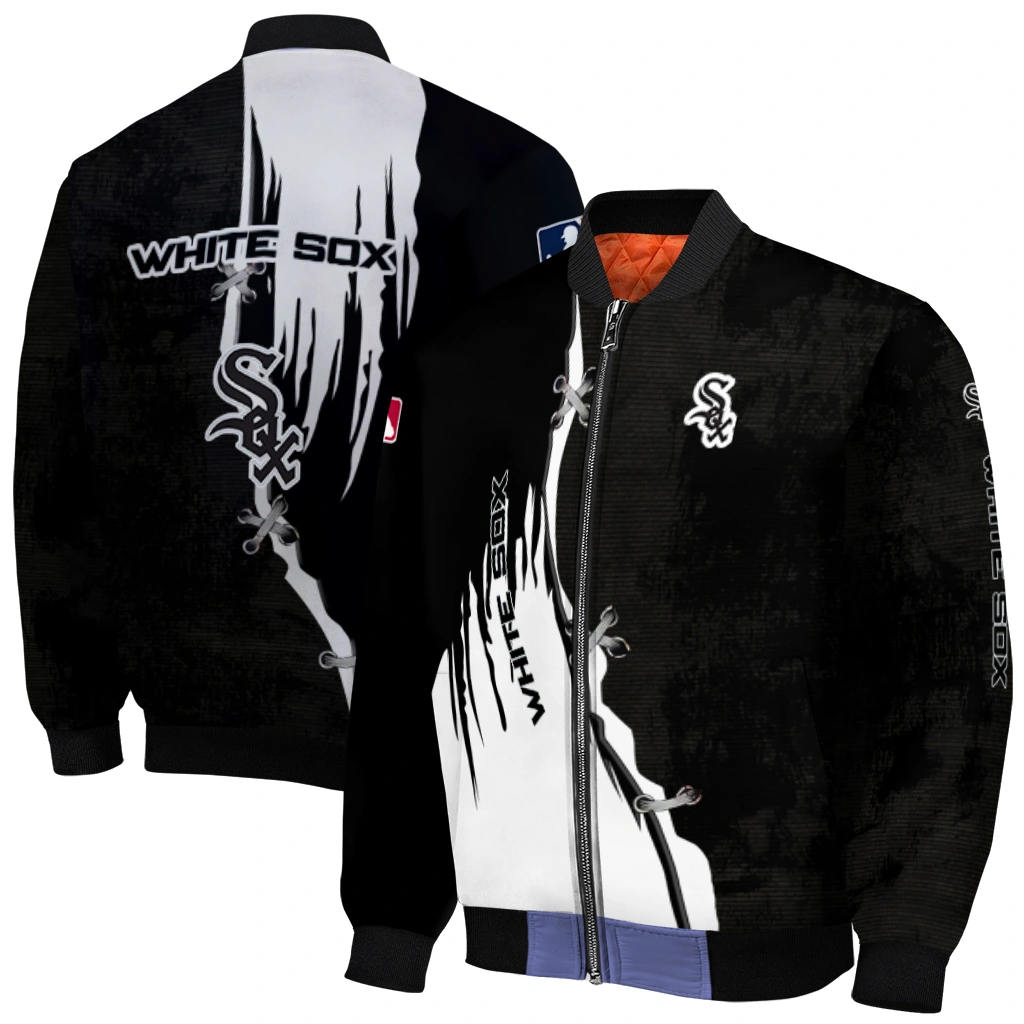 chicago white sox grunge cut design black bomber jacket best selling chicago white sox grunge cut design black bomber jacket best selling