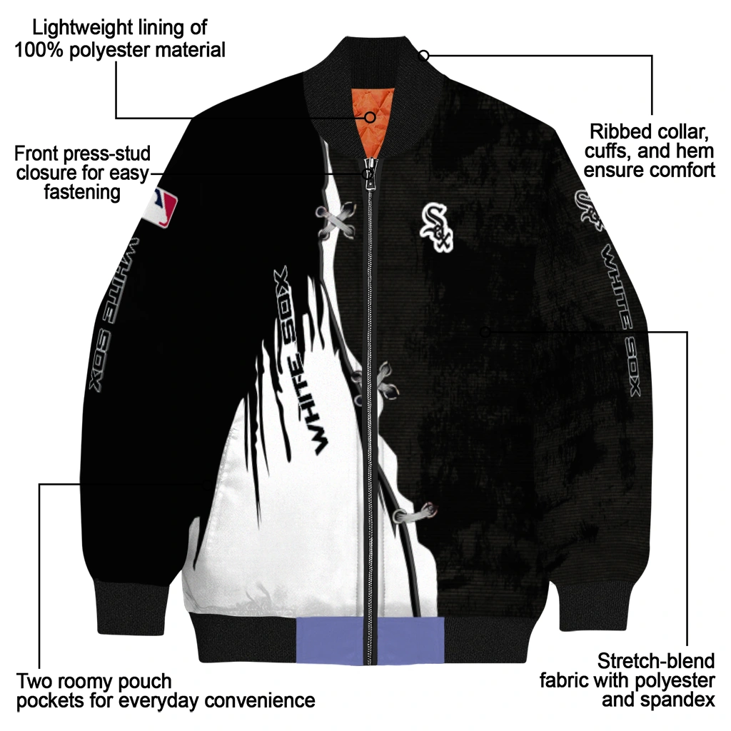 chicago white sox grunge cut design black bomber jacket new arrival chicago white sox grunge cut design black bomber jacket new arrival