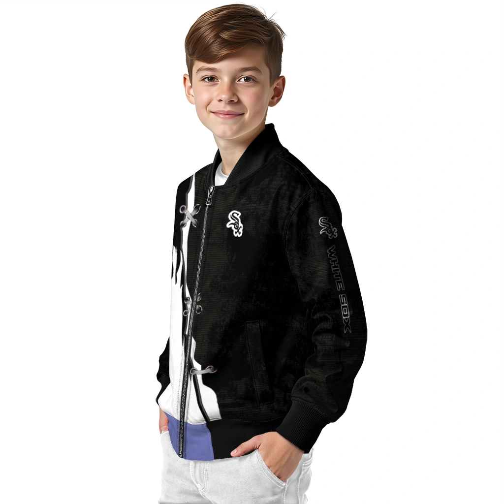 chicago white sox grunge cut design black bomber jacket trendy chicago white sox grunge cut design black bomber jacket trendy