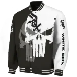 chicago white sox skull outline black white varsity jacket best selling