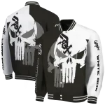 chicago white sox skull outline black white varsity jacket best selling