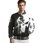 chicago white sox skull outline black white varsity jacket best selling