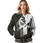 chicago white sox skull outline black white varsity jacket best selling