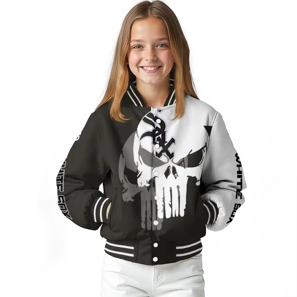 chicago white sox skull outline black white varsity jacket top rated chicago white sox skull outline black white varsity jacket top rated