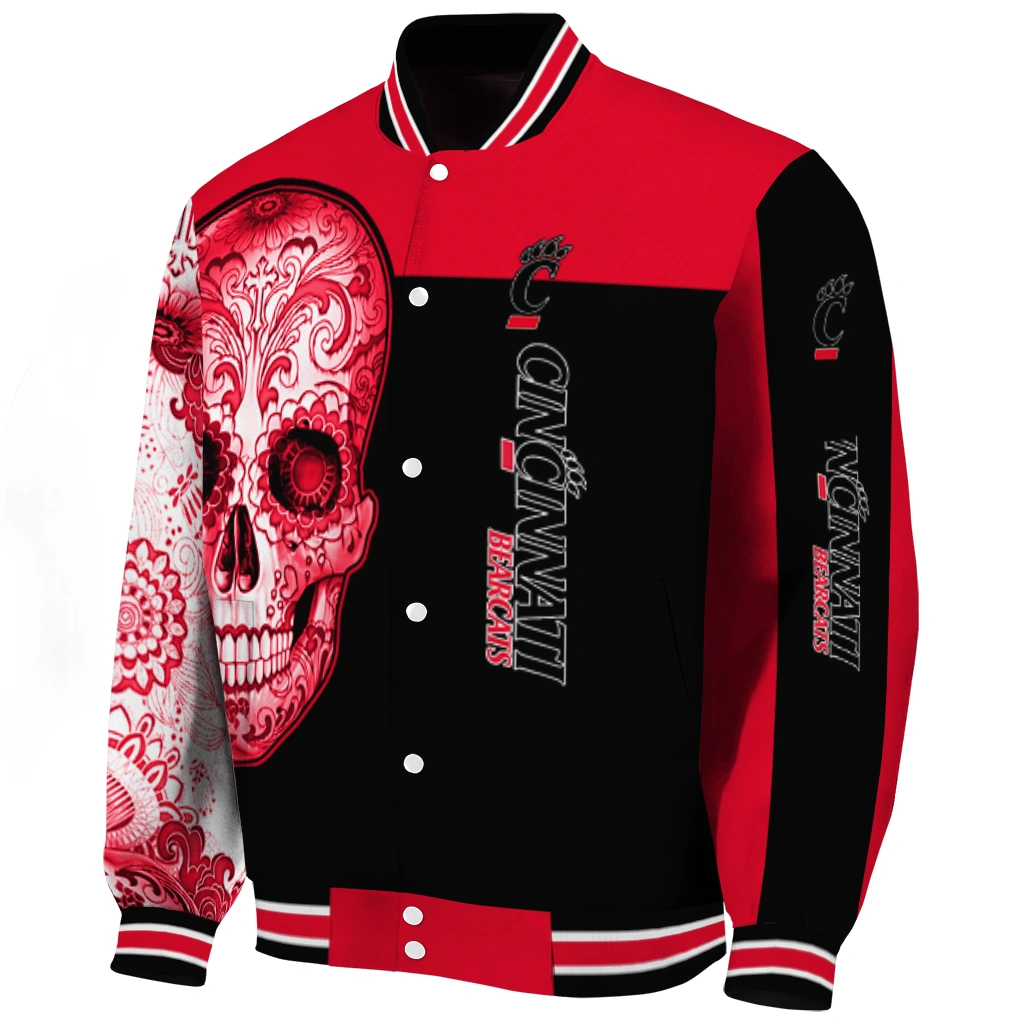 cincinnati bearcats intricate skull red black varsity jacket best selling cincinnati bearcats intricate skull red black varsity jacket best selling