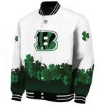 cincinnati bengals clovers design white green varsity jacket best selling