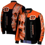 cincinnati bengals fire skull orange black bomber jacket best selling