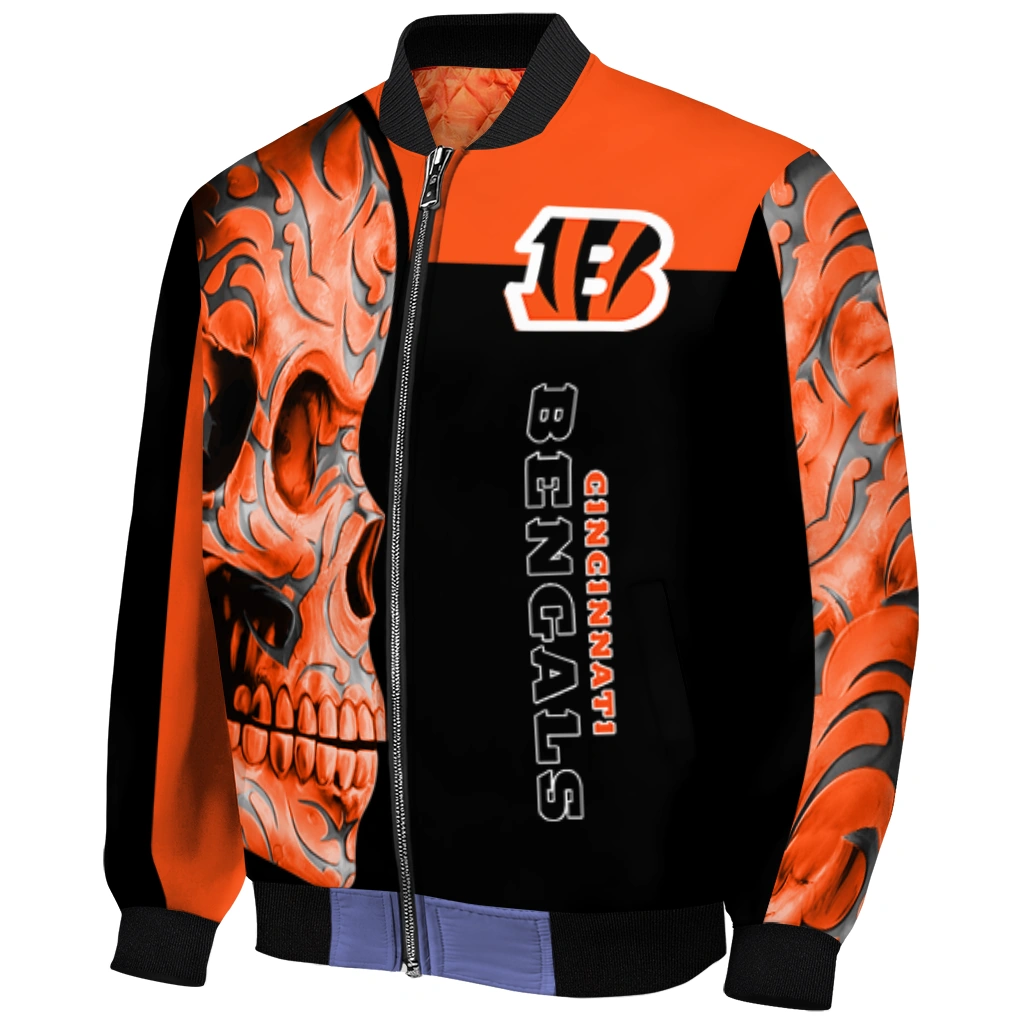 cincinnati bengals fire skull orange black bomber jacket fashion forward cincinnati bengals fire skull orange black bomber jacket fashion forward
